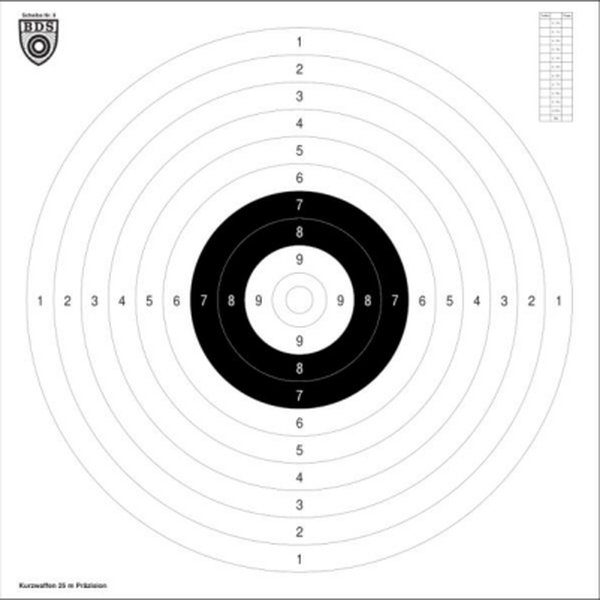 BDS 25 m precision target for handguns